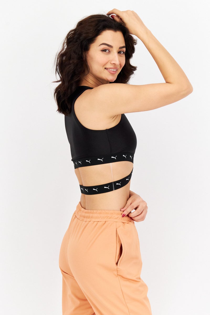 PUMA توب تدريب قصير بلا أكمام ضيق للنساء، أسود - Image 2